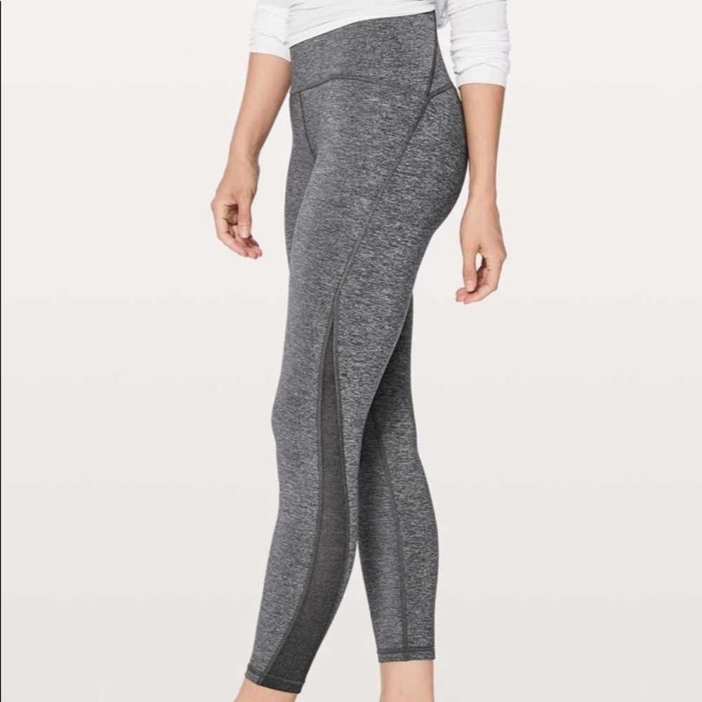Sz4 NWOT Condition Lululemon Train Times 7/8 25” crops in Heathered Black